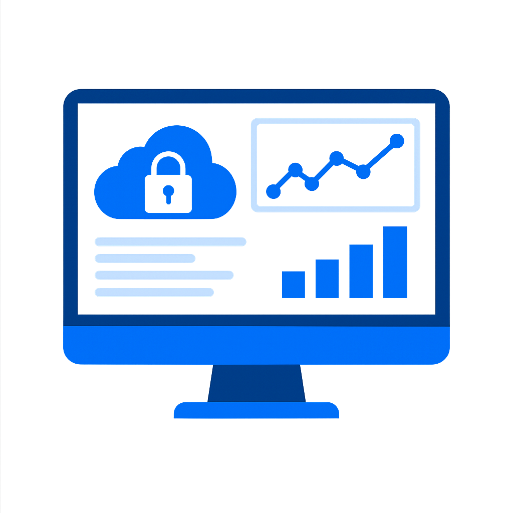 Beispielgrafik Monitor mit symbolischer Ansicht eines Cloud-Dashboards.